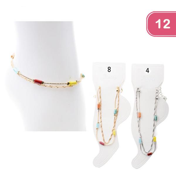 METAL BEAD LAYERED ANKLET (12 UNITS)