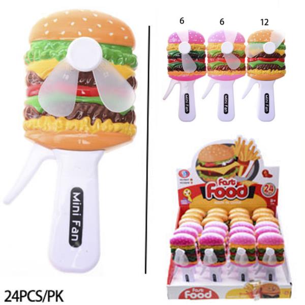 BURGER HANDHELD MINI FAN (24 UNITS)