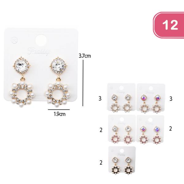 PEARL RHINESTONE EARRING (12 UNITS)