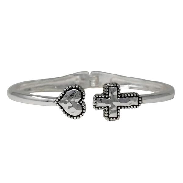 CROSS HEART METAL CUFF BRACELET