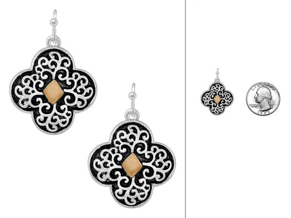 FILIGREE PATTERN CLOVER DANGLE EARRING