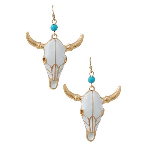 WESTERN STYLE CATTLE HEAD DANGLE EARRING