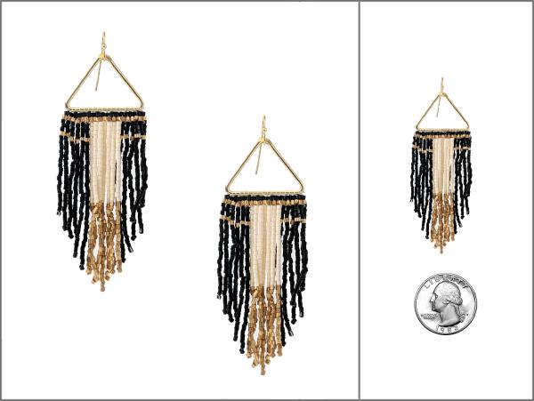 WESTERN STYLE SEED BEAD FRINGE DANGLE EARRING