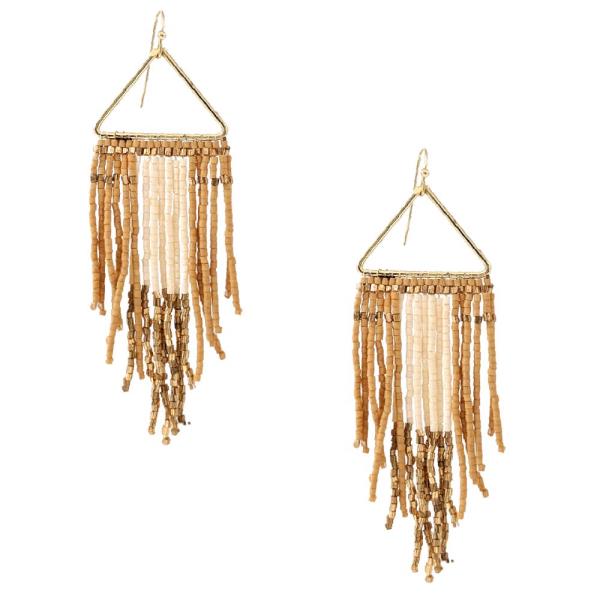 WESTERN STYLE SEED BEAD FRINGE DANGLE EARRING