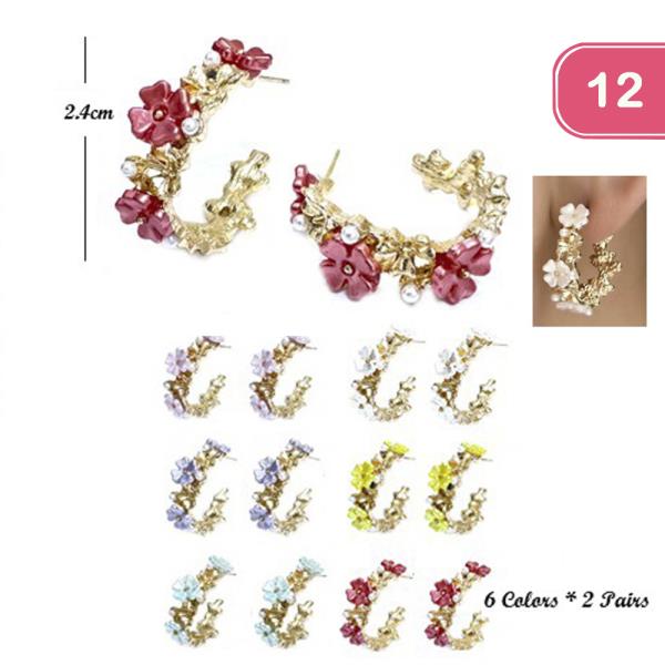 FLOWER C HOOP EARRING (12 UNITS)