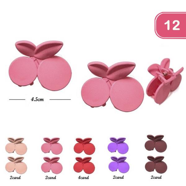 CHERRY HAIR CLAW JAW CLIP SET (12 UNITS)