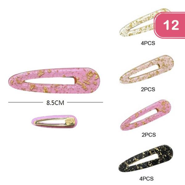 GOLD FLAKE SNAP HAIR CLIP PIN (12 UNITS)