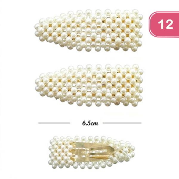 PEARL SNAP HAIR CLIP PIN (12 UNITS)