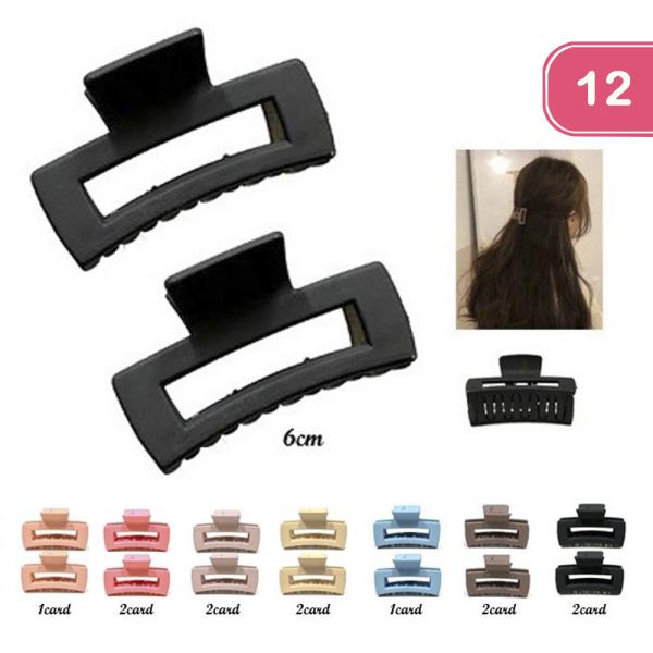 RECTANGLE HAIR CLAW JAW CLIP 2 PC SET (12 UNITS)