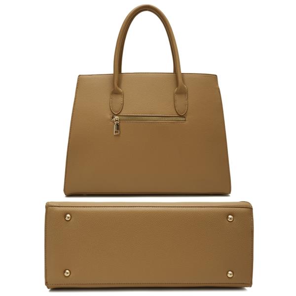 3IN1 SMOOTH TEXTURED HANDLE SATCHEL W MATCHING BAG AND WALLET SET