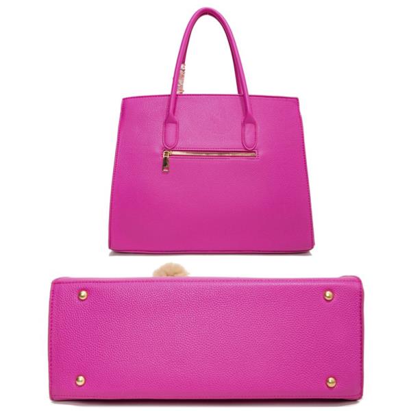 3IN1 SMOOTH TEXTURED HANDLE SATCHEL W MATCHING BAG AND WALLET SET