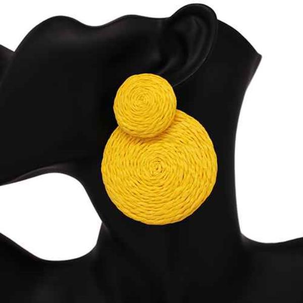 RAFFIA DOUBLE ROUND POST EARRING