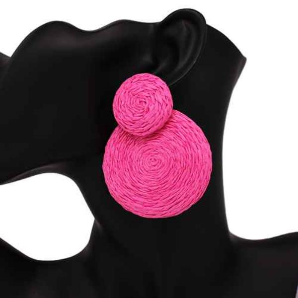 RAFFIA DOUBLE ROUND POST EARRING