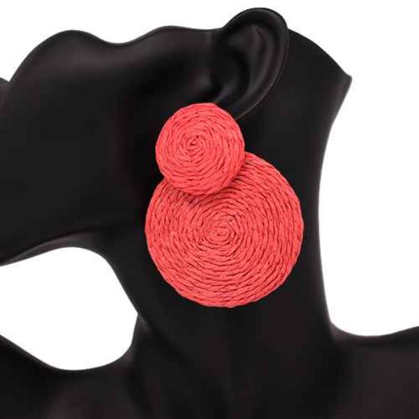 RAFFIA DOUBLE ROUND POST EARRING