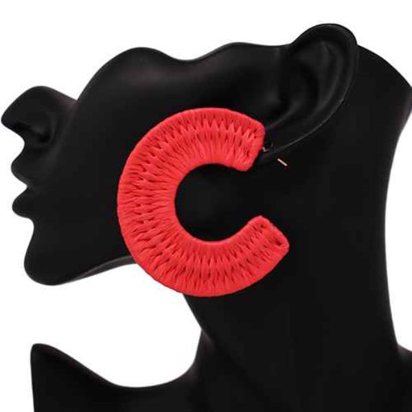 LARGE RAFFIA C HOOP EARRINGS