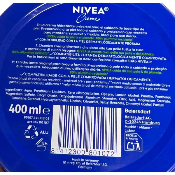 NIVEA CREME 400ML TIN