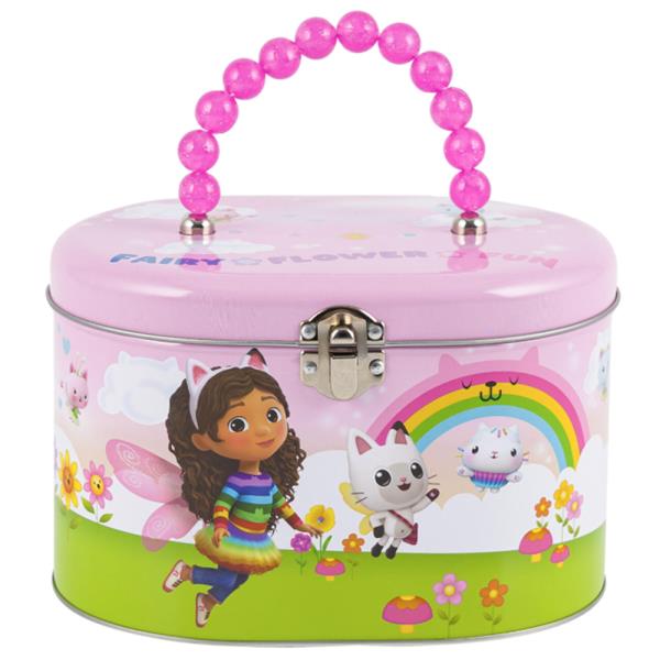 DREAMWORKS GABBYS DOLLHOUSE OVAL TIN TOTE WITH BEADED HANDLE