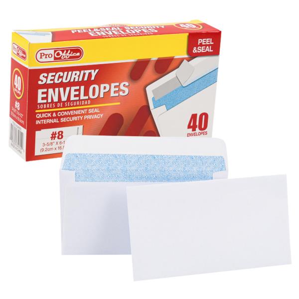 PRO OFFICE SECURITY WHITE ENVELOPES 40 COUNT