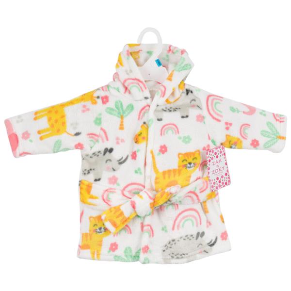 ZAK AND ZOEY BABY HOODED ROBE JUNGLE ANIMALS