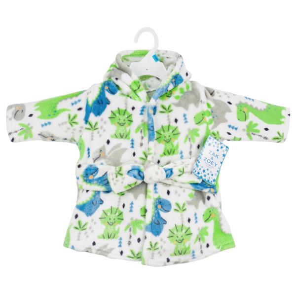 ZAK AND ZOEY HOODED BABY ROBE DINOSAUR