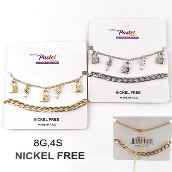 LOCK CHARM METAL BRACELET SET(12 UNITS)