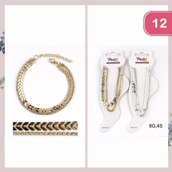 METAL RHINESTONE ANKLET (12 UNITS)