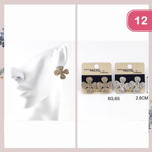 RHINESTONE CLOVER EARRING (12 UNITS)