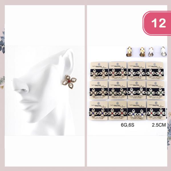 RHINESTONE CLOVER EARRING (12 UNITS)