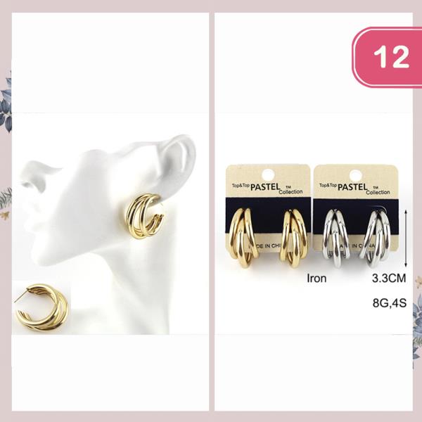 TRIPLE C HOOP EARRING (12 UNITS)