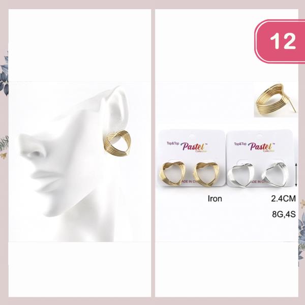 METAL HEART EARRING (12 UNITS)