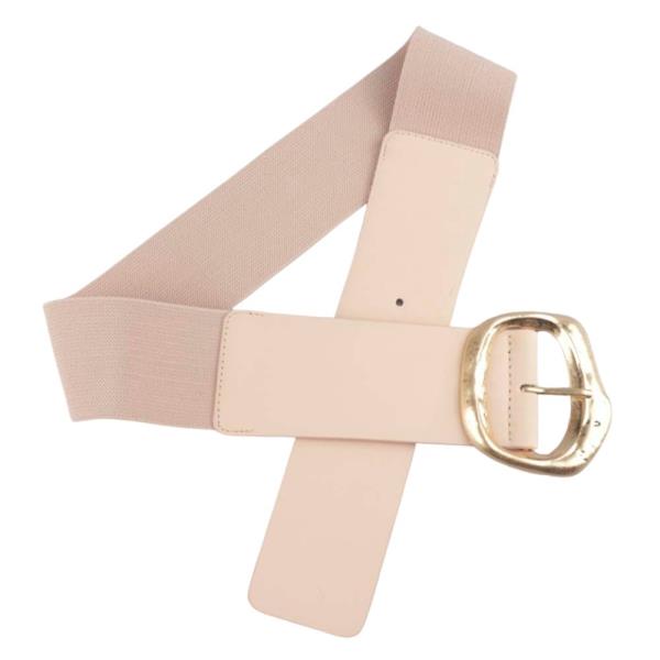 WIDE ELASTIC WAIST BELT WITH GOLD BUCKLE