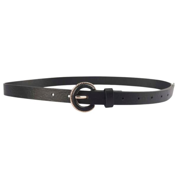 ROUND BUCKLE FAUX LEATHER BELT 3 PC SET