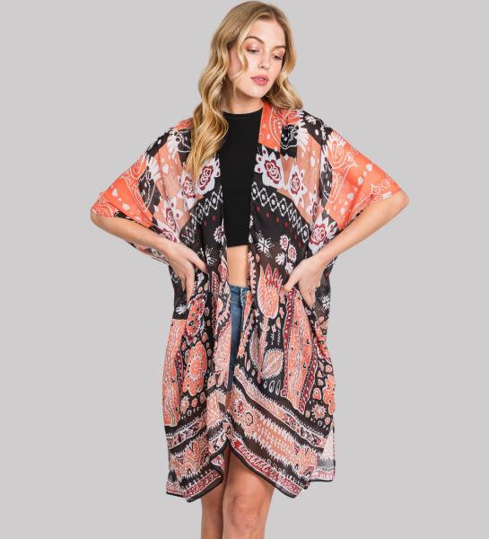 (ONLINE ONLY) GEOMETRIC BOHO PRINT KIMONO