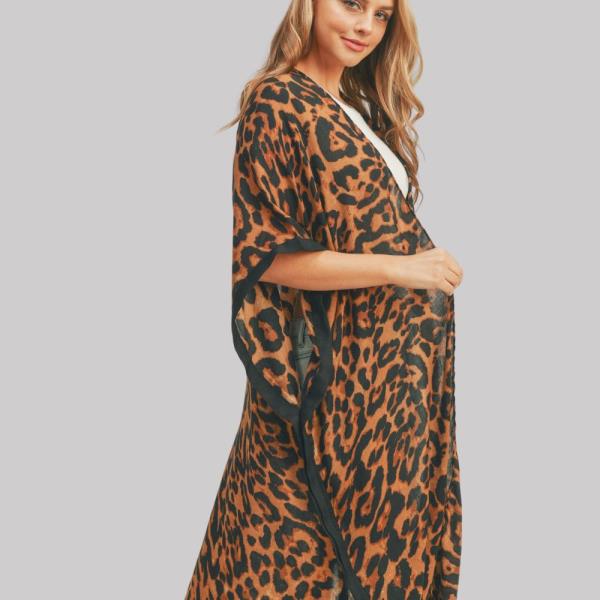 (ONLINE ONLY) LEOPARD PRINT OPEN FRONT LONG KIMONO