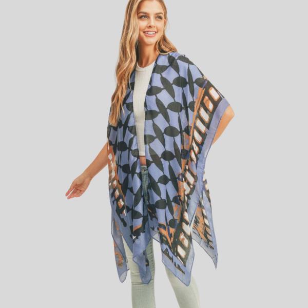 (ONLINE ONLY) OMBREE FRONT AND GEOMETRIC BACK PRINT KIMONO