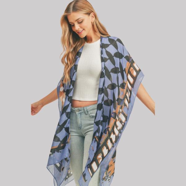 (ONLINE ONLY) OMBREE FRONT AND GEOMETRIC BACK PRINT KIMONO