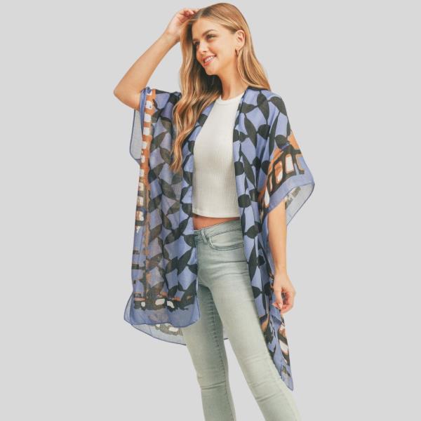 (ONLINE ONLY) OMBREE FRONT AND GEOMETRIC BACK PRINT KIMONO