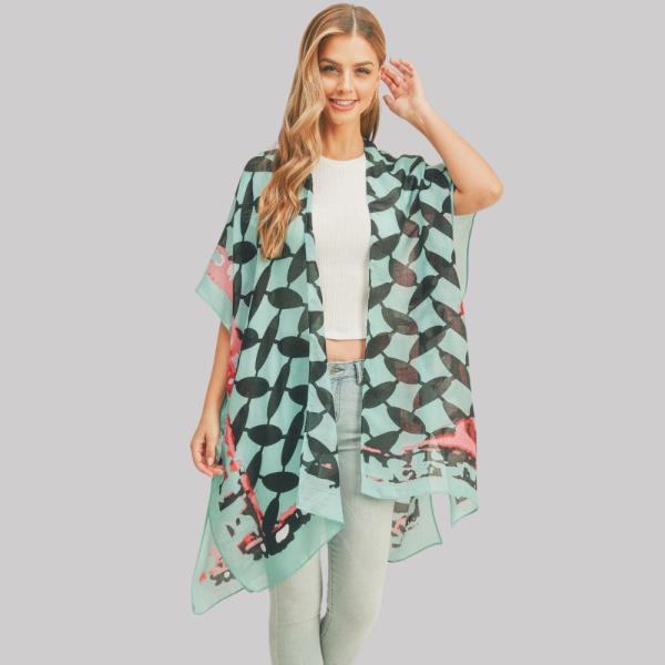 (ONLINE ONLY) OMBREE FRONT AND GEOMETRIC BACK PRINT KIMONO