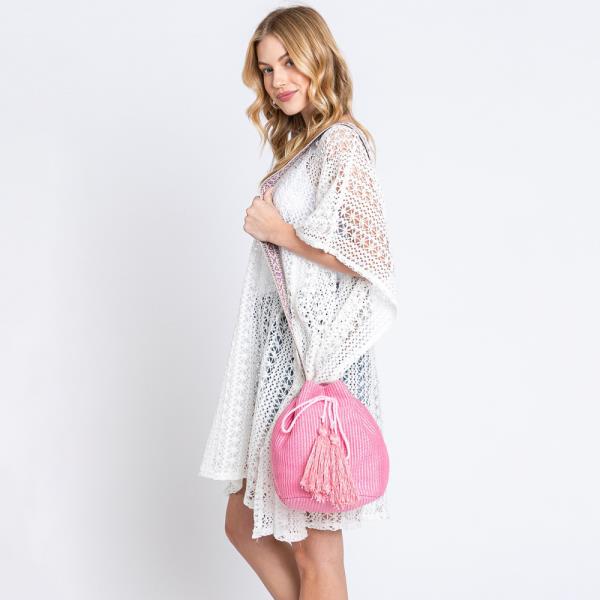 (ONLINE ONLY) SOLID BUCKET BAG WITH AZTEC STRAP