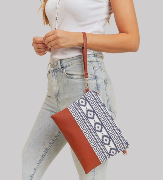 (12 PCS PACKAGE) AZTEC PATTERN TASSEL CROSSBODY BAG