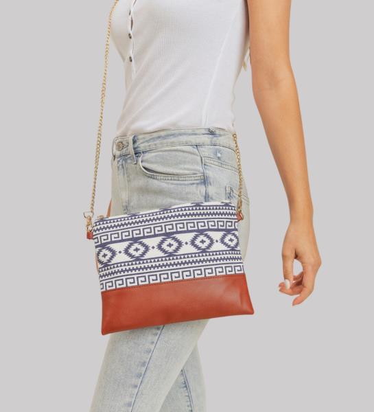(12 PCS PACKAGE) AZTEC PATTERN TASSEL CROSSBODY BAG