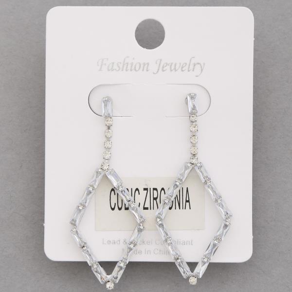 POINTED OVAL CZ DANGLE EARRING