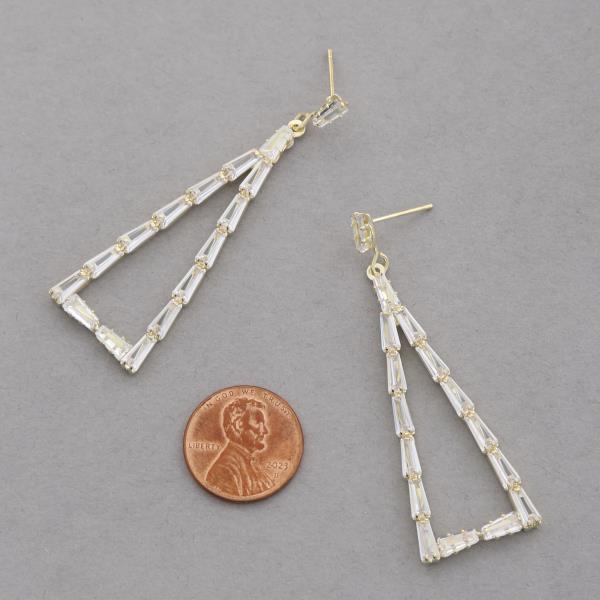 TRIANGLE SHAPE CZ DANGLE EARRING