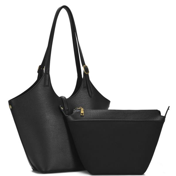 2IN1 SMOOTH SHOULDER TOTE W ZIPPER BAG SET