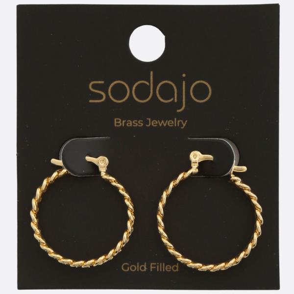 SODAJO BRAIDED LINK GOLD FILLED HOOP EARRING