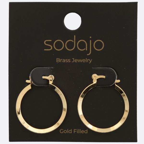 SODAJO SQUARE EDGE GOLD FILLED HOOP EARRING