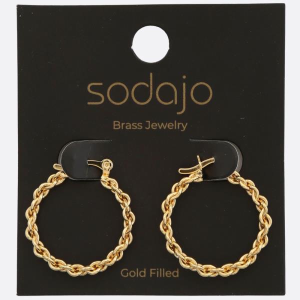 SODAJO BRAIDED LINK GOLD FILLED HOOP EARRING