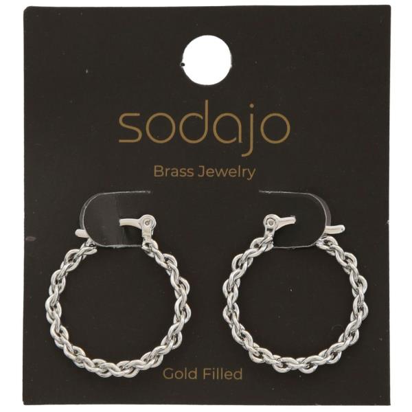 SODAJO BRAIDED LINK GOLD FILLED HOOP EARRING