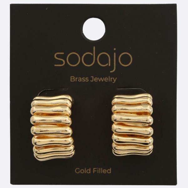 SODAJO LINED OPEN HOOP GOLD DIPPED EARRING