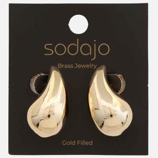 SODAJO TEARDROP DOME GOLD FILLED EARRING